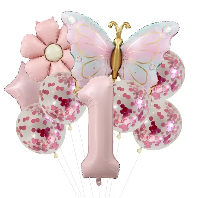 Ballons papillon décor de 5ème anniversaire pour filles ballons en aluminium papillon rose pour décorations d'anniversaire de mariage de fête sur le thème de papillon 2