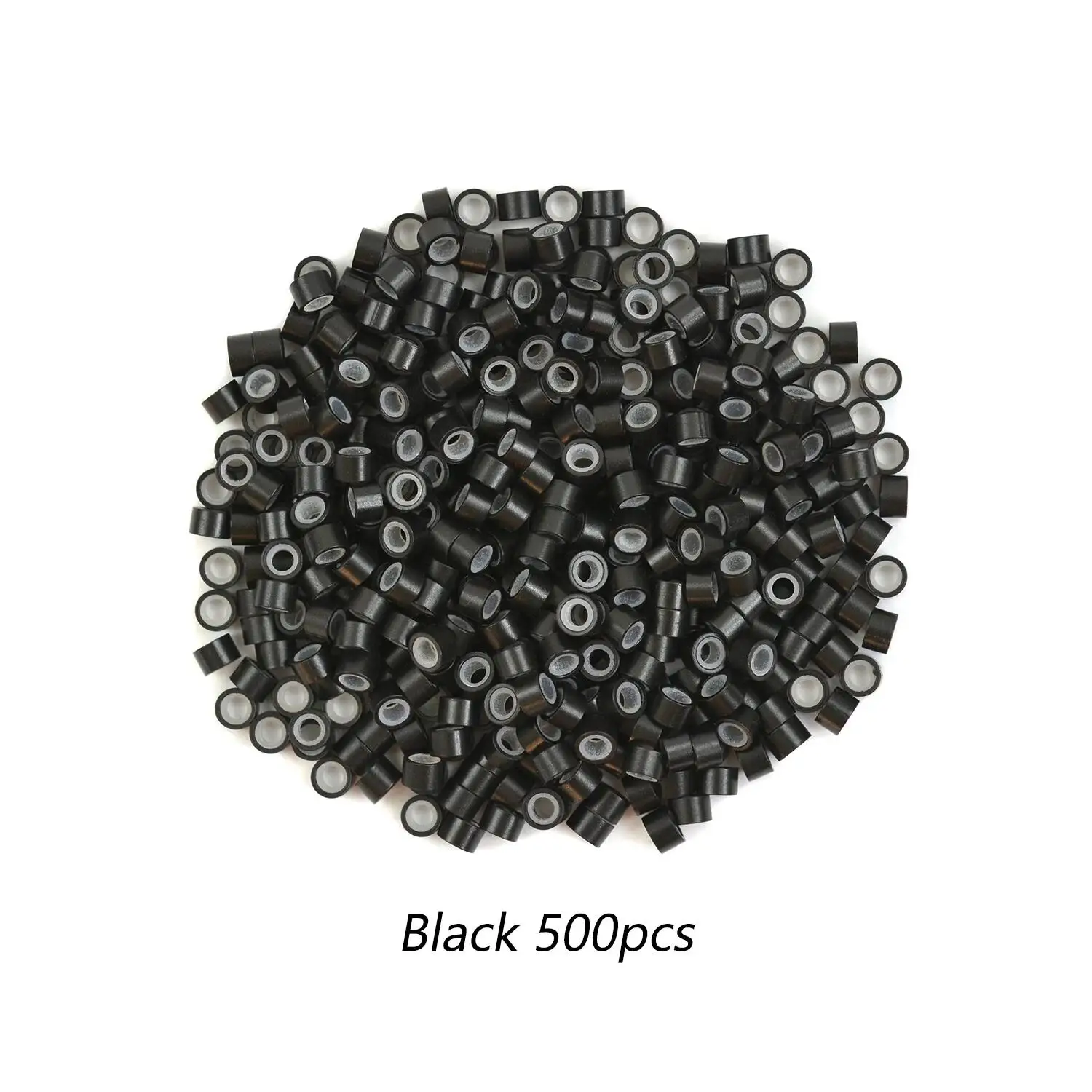 200/500pcs 4.5mm 실리콘 라이닝 마이크로 링크 링 알루미늄 헤어 익스텐션 비즈 블랙 다크 브라운 I 팁 헤어 익스텐션용