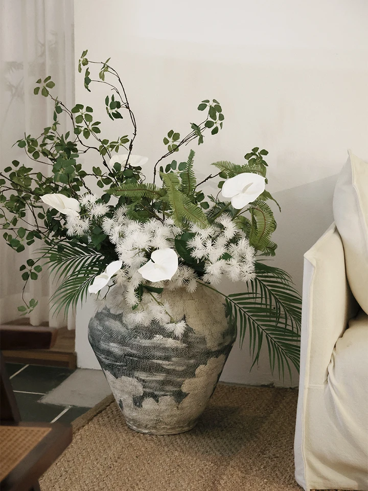 3AそS　花器　花入　花生　インテリア　変形　陶製　いろいろ　まとめて　水盤　など　5点 アンティーク調アジアン フラワーベース 3型3色展開[11556-11557-11558