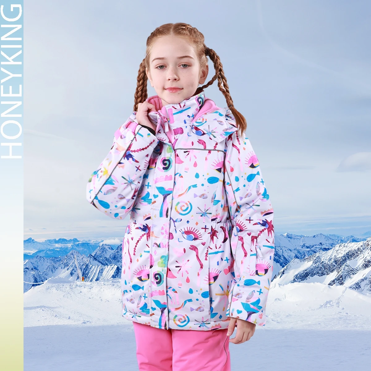 HONEYKING Kids Ski Outwear Winter Warm Windproof Outdoor Sports Snow Jackets Girls Snowboard Coat For Ski Clothing Equipment children jackets girls coat