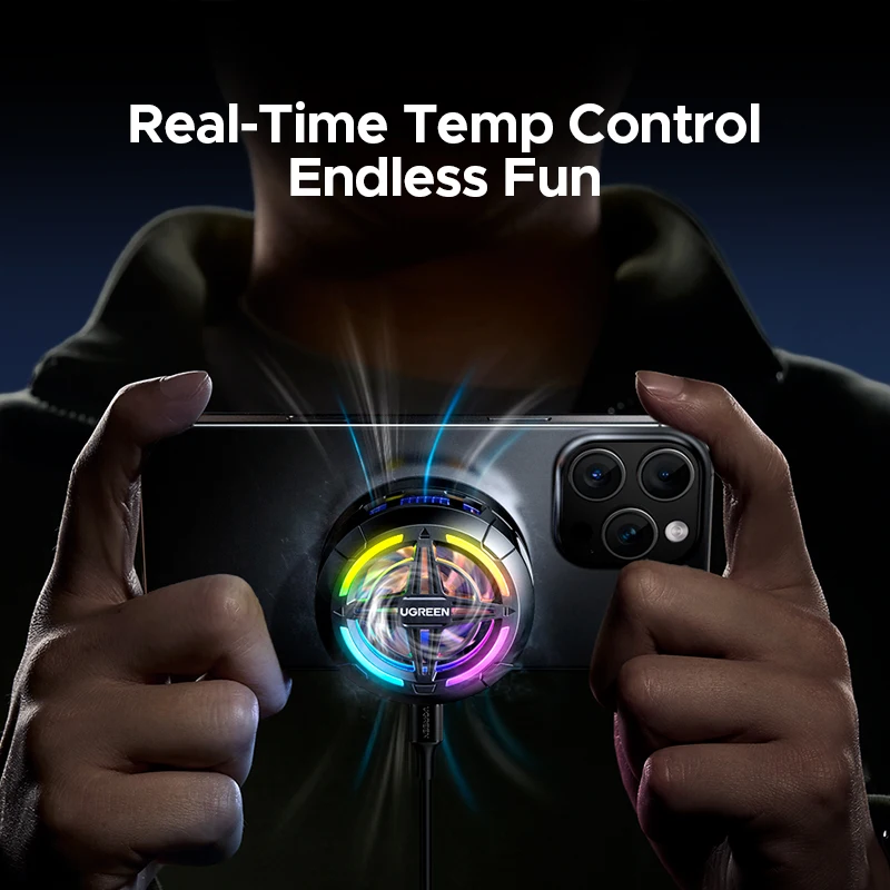 UGREEN Magnetic Phone Cooler Silent Fan 35dB for Gaming iPhone Android Phone Heat Dissipation with Clamp Mount