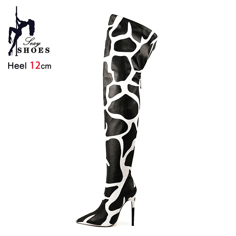 2025 New Women Sexy Thigh Boots Back Zipper Soft Leather Over-the-Knee Long Shoes 12CM High Heels Autumn Winter Boots Size 35-47