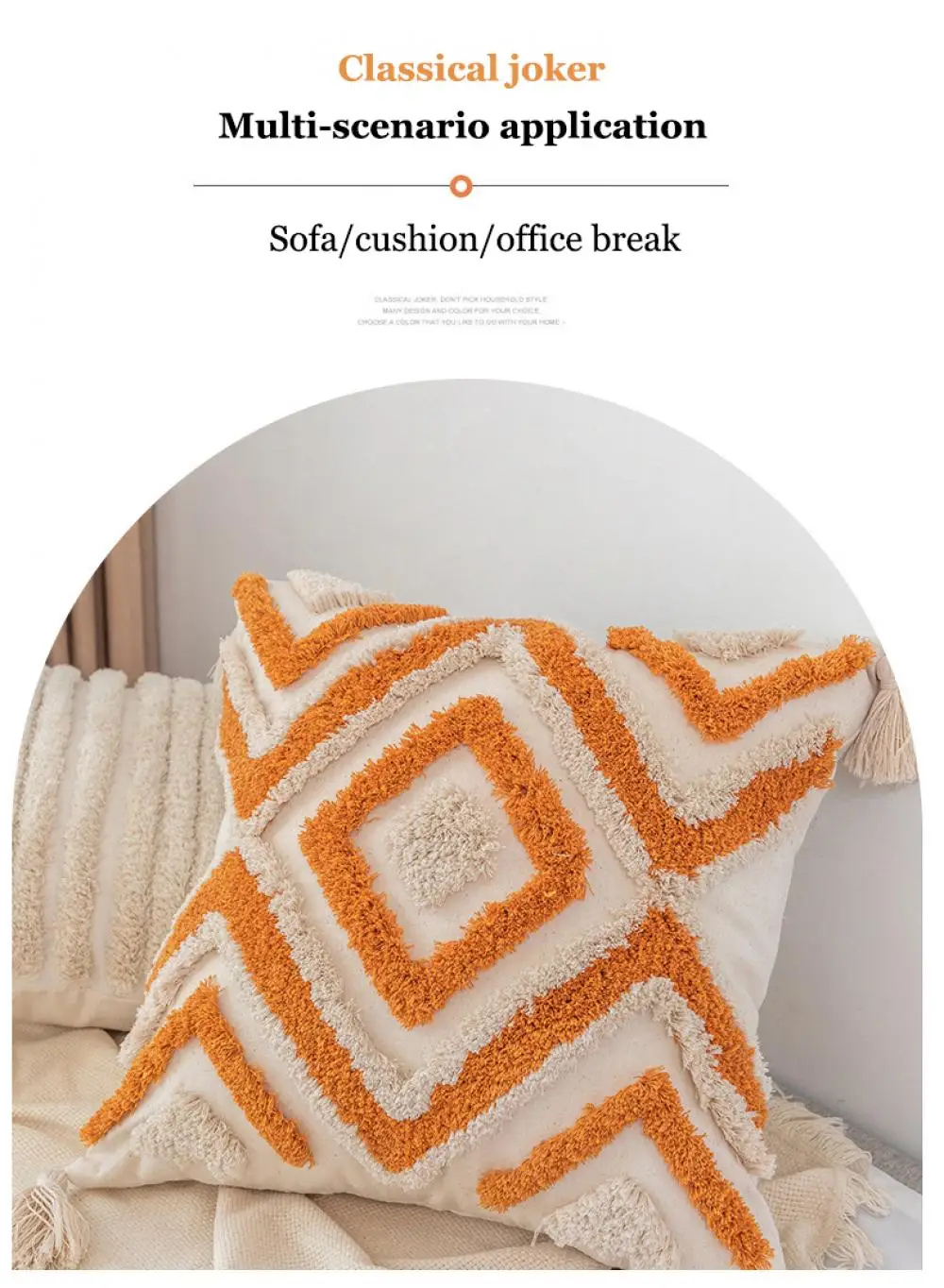 45x45cm Bohemian Kissenbezug im Nordischen Stil Getuftet Bestickt Kissenhülle mit Fransen für Wohnzimmer Sofa Luxuriöser Kissenbezug – Detail 4