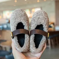 Kid's Autumn Winter Shearling Shoes Children Furry Warm Soft Fashionable Shoes Girls Toddler Cute Fleece Casual Plush Flat Shoes 2