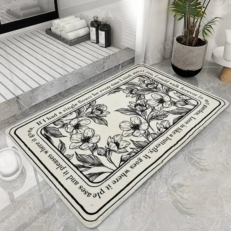

Welcome Flowers Patten Entrance Door Mat Hallway Non-slip Carpet Front Doormats Outdoor Decor Indoor Funny Floor Mats Bath Rug