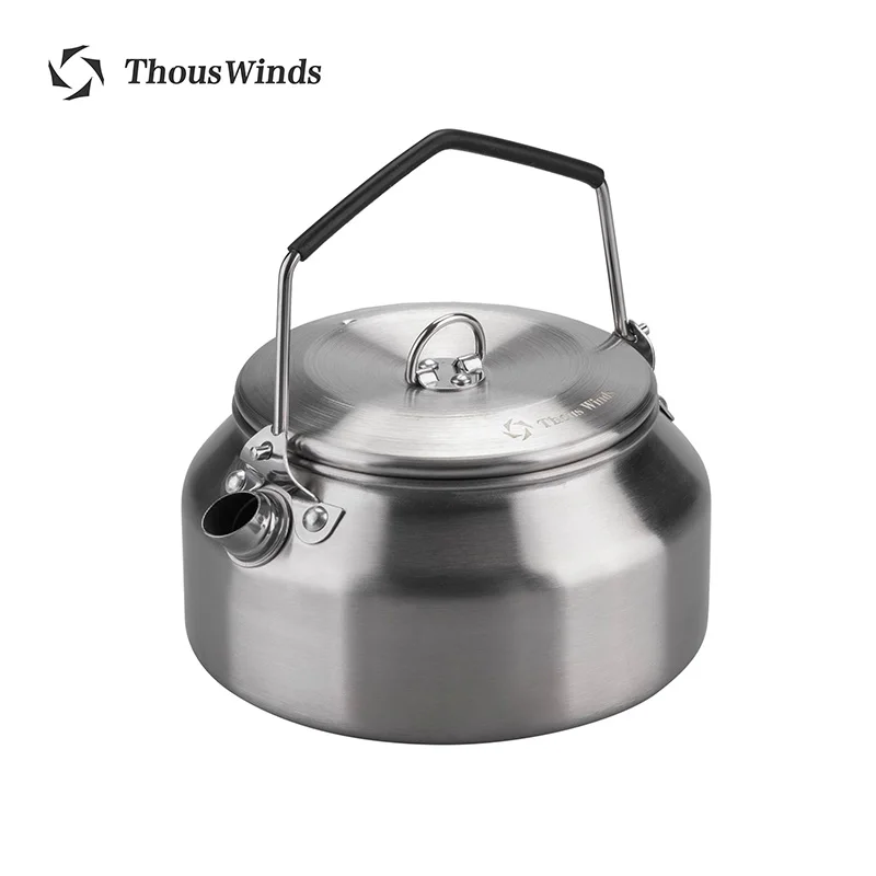 Camping Cookware Coffee And Tea Kettle Thous Winds Portable Camping Kettle 1L Outdoor Coffee Pot Tourist Stainless Steel Cookware Lightweight Hiking Tableware
