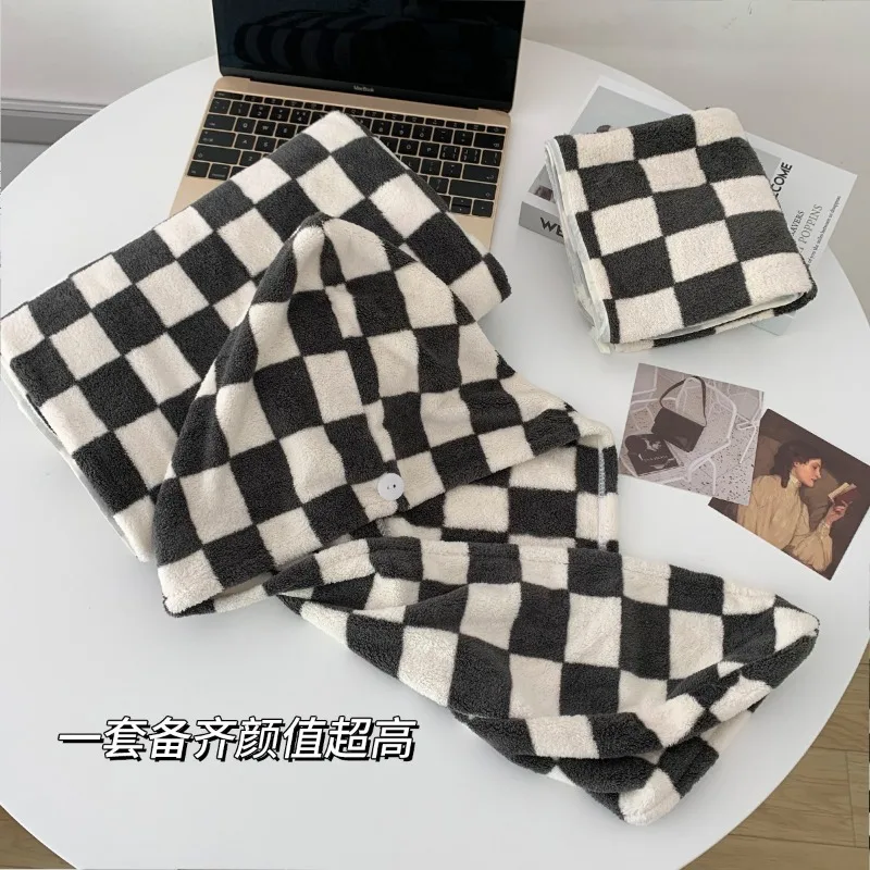 Checkerboard Plaid Bath Towel Soft Skin-Friendly Large Towels Comfortable Absorption Beach Towels Home Bathroom Towel Handtuch 5