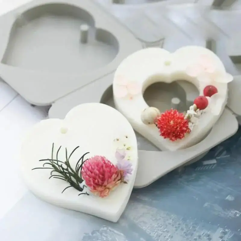 DIY Creative Handmade Silicone Mold Aromatherapy Plaster Soap DIY Cake Decoration 4 Sets Of 2 Hearts Can Be Divided Accessories