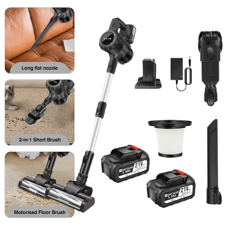 DayPlus Cordless hoover with LED display, powerful suction, fast cleaning, for home/pet hair/carpet/hard floors