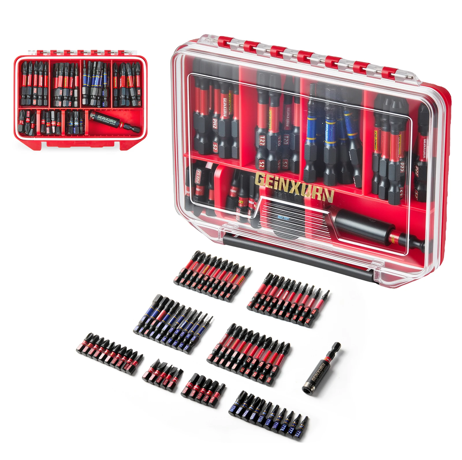 Impact Screwdriver Bits Set Geinxurn Case Storage Magnetic S2 Steel Multi Insert Power Bits Tips With Bit Holder Nut Driver