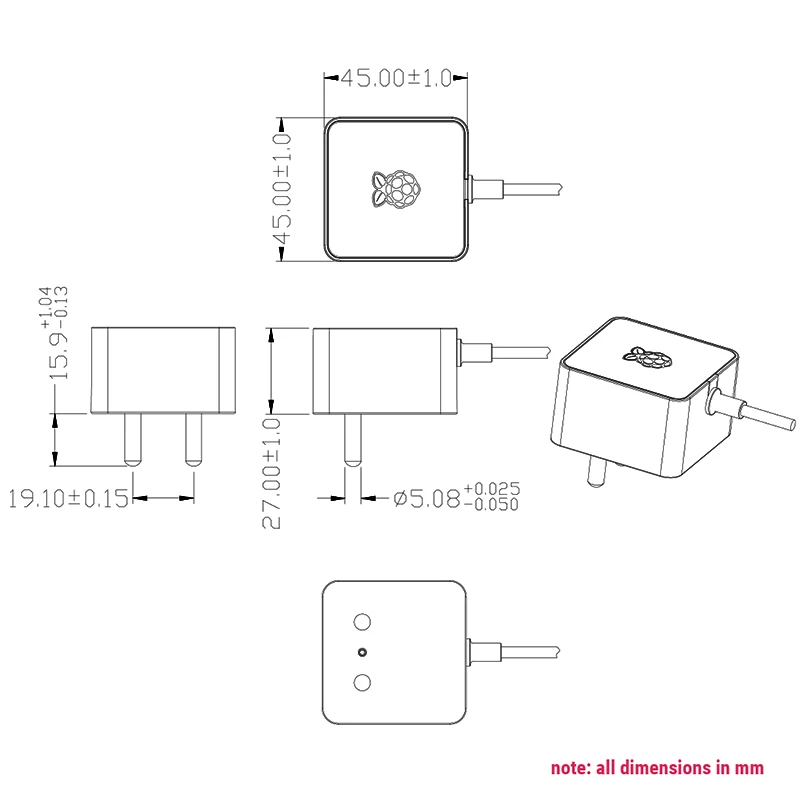 2.5a micro usb adaptador de alimentação 18awg
