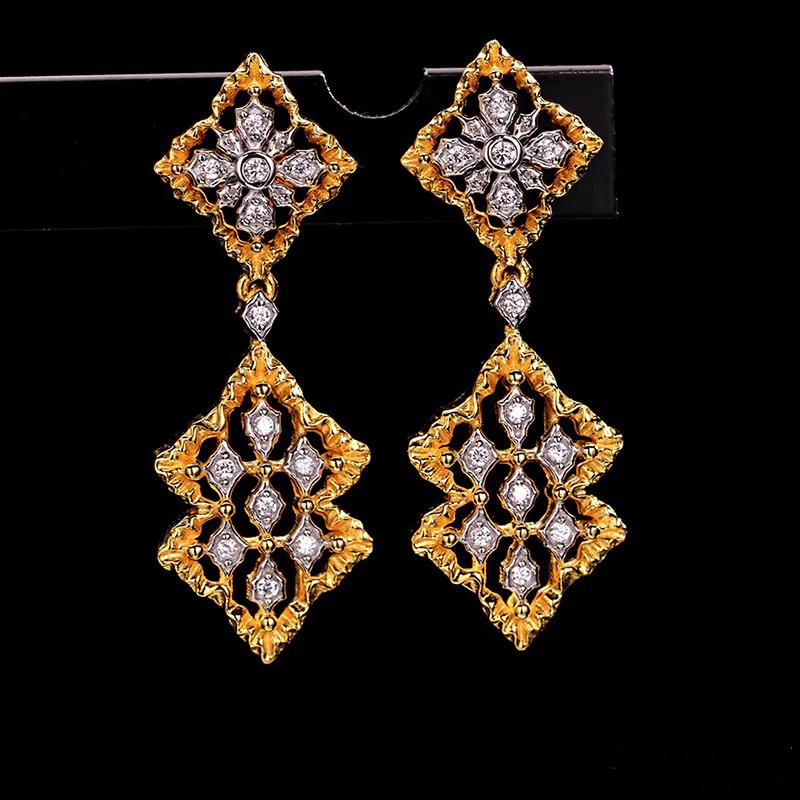 

925 Silver Zircon Ear Stud Jewelery Women European Court style vintage style
