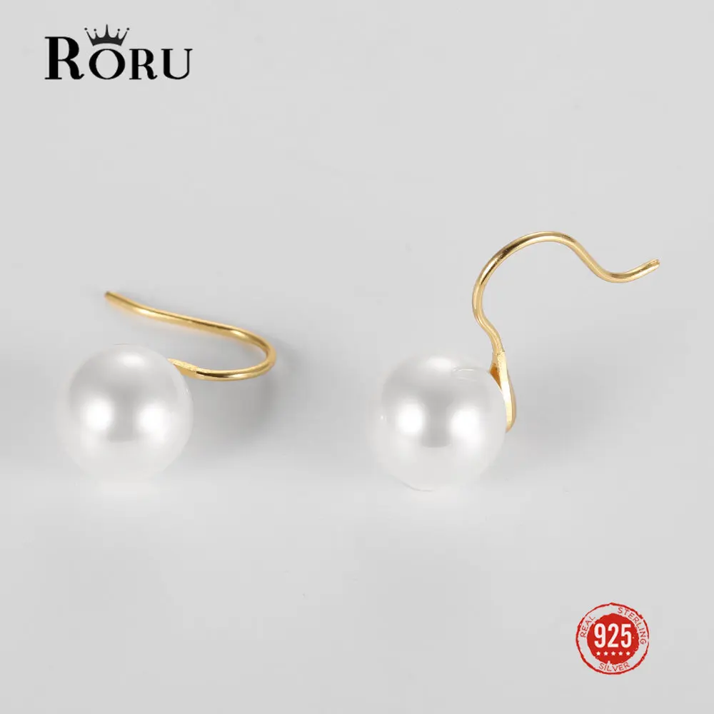 

Elegant Fashion 925 Sterling Silver Simulated White Pearl Drop Hook Earrings for Women Girl Trendy Fine Jewelry 2023