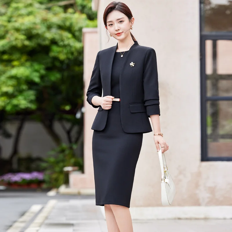 Skirt Women's Slim Fit Black Blazer Elegant Womens Winter