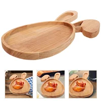 Rabbit Serving Tray Wood Fruit Jewelry Desktop Plate Wooden Baby Delicate Decor Easter Bunny 1