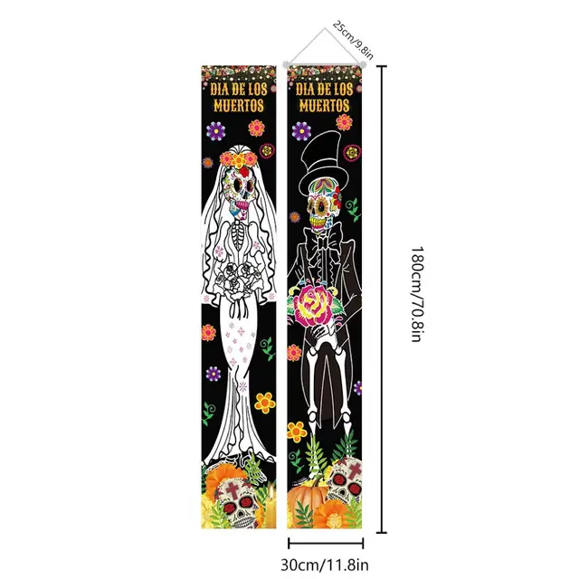 2023 Halloween Decoration MrMrs Outdoor Party Supplies Horror House Day Of The Dead Party Porch Sign Hanging Door Curtain Banner - Image 6