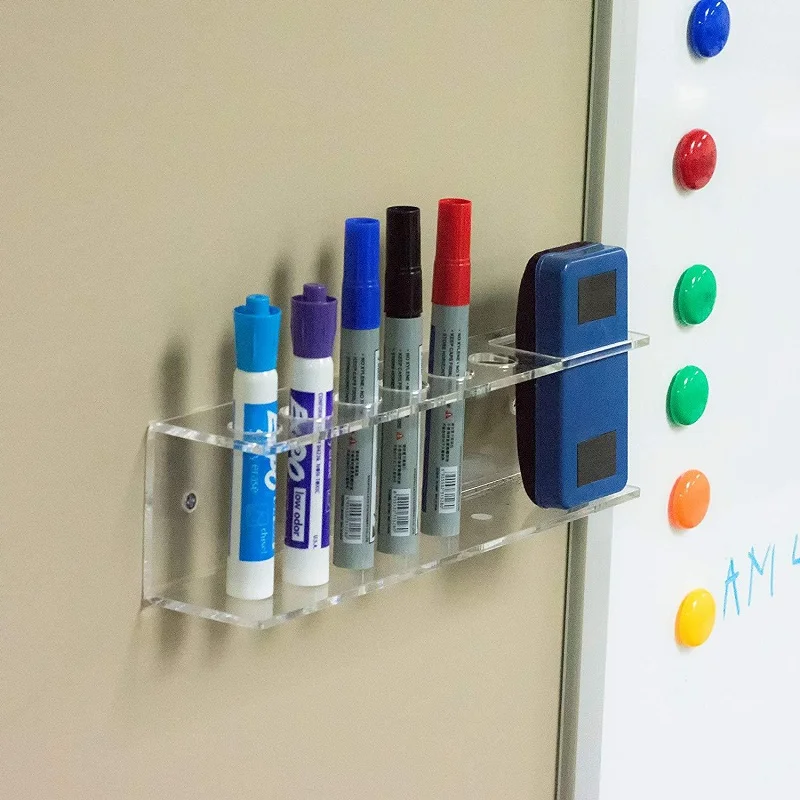 Acrylic 6-Hole Pen Holder Dryerase Marker Eraser Organizer Storage Rack Hanging Wall Pen Stand Stationery School Supplies 2