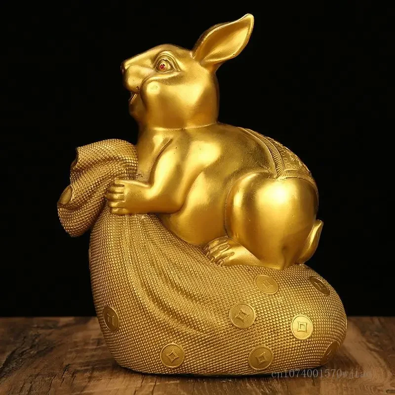 Pure Copper Rabbit Sculpture, Rabbit Shaped, Home, Living Room Office Bookcase, Desktop, Study, Decoration Gifts, Feng Shui, 1Pc