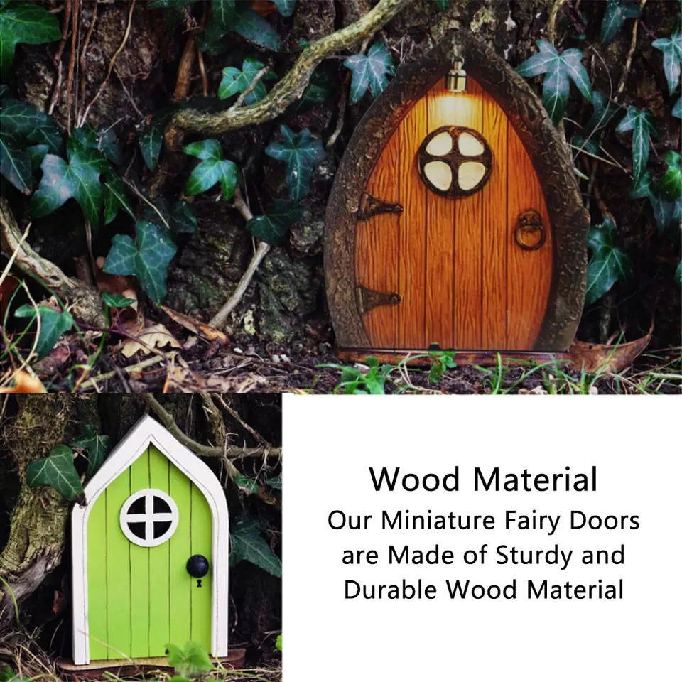 14 Pcs Christmas Red Tooth Fairy Door Kit Mini Wooden Door