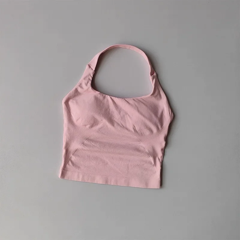 2PCs Peach High Waist Belly Hip Lifting Sports Bras Shorts Suit Gathering Shock-proof Neck Halter Yoga Suit Running Fitness Set