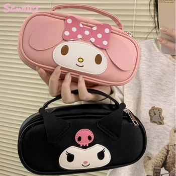 Sanrio Kuromi My Melody Women Makeup Bag Cute PU Toiletries Cosmetic Organizer Zipper Bag Travel Wash Pouch Female Make Up Bags
