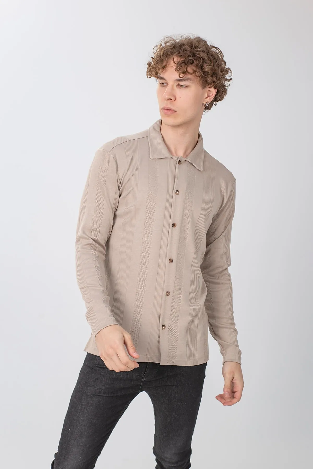 Camisa Marrón de manga cuello zapatos para hombre|Camisas informales| - AliExpress