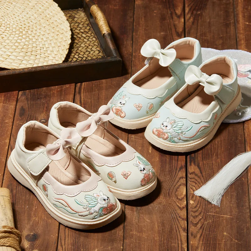 Zapatos Ni&ntilde;a Ethnic Girl Shoe Autumn New Cute Princess Shoe Embroidered Kid Dance Single Mary Jane Shoeтуфли