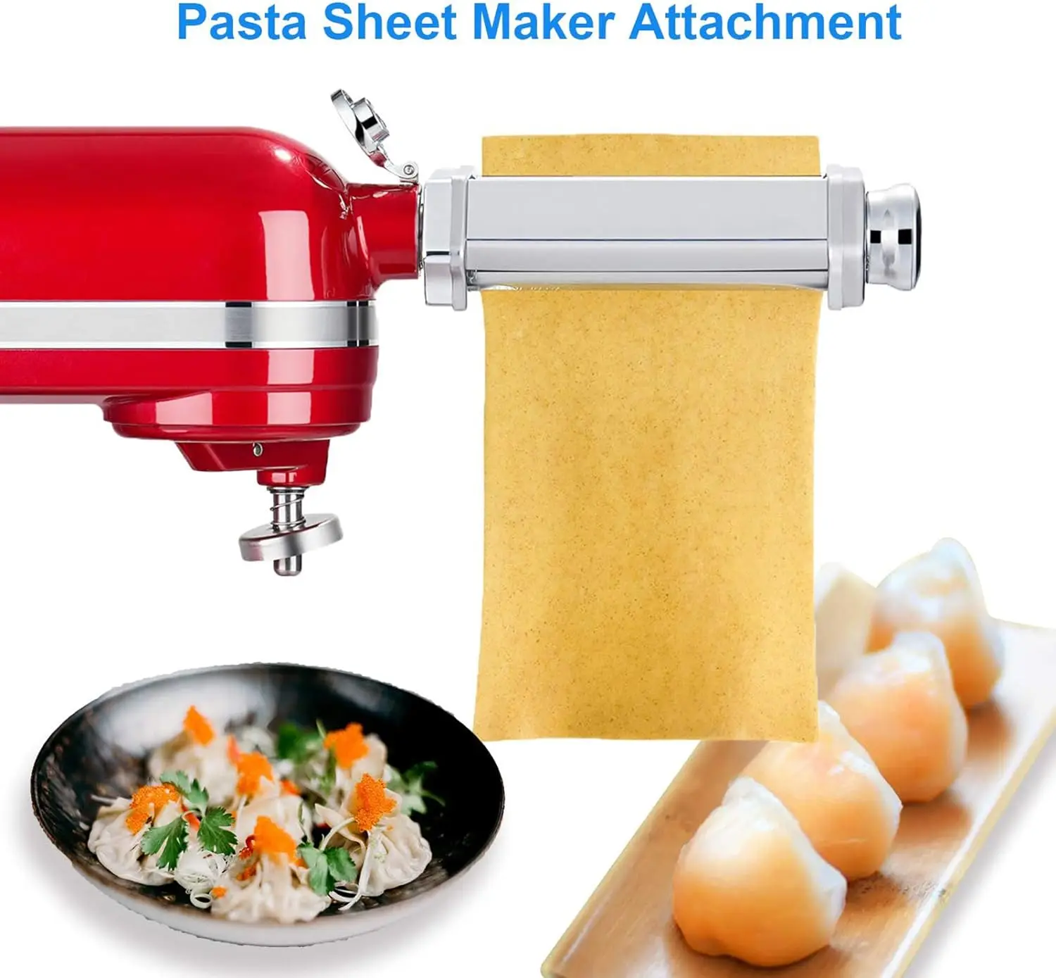 Pasta Attachment for KitchenAid Pasta Sheet Maker Roller Fettucine Cutter Noodles Spaghetti Adjustable Attachments KA Stand Mixers Kitchen Aid