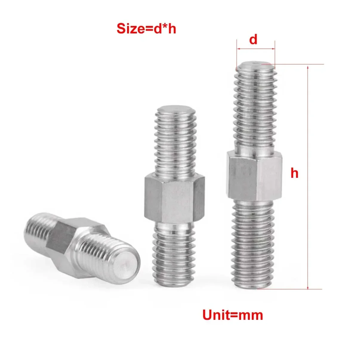 304 Stainless Steel External Hexagonal Front And Reverse Teeth Double Head Screw Bolt M3M4M5M6M8M10M12