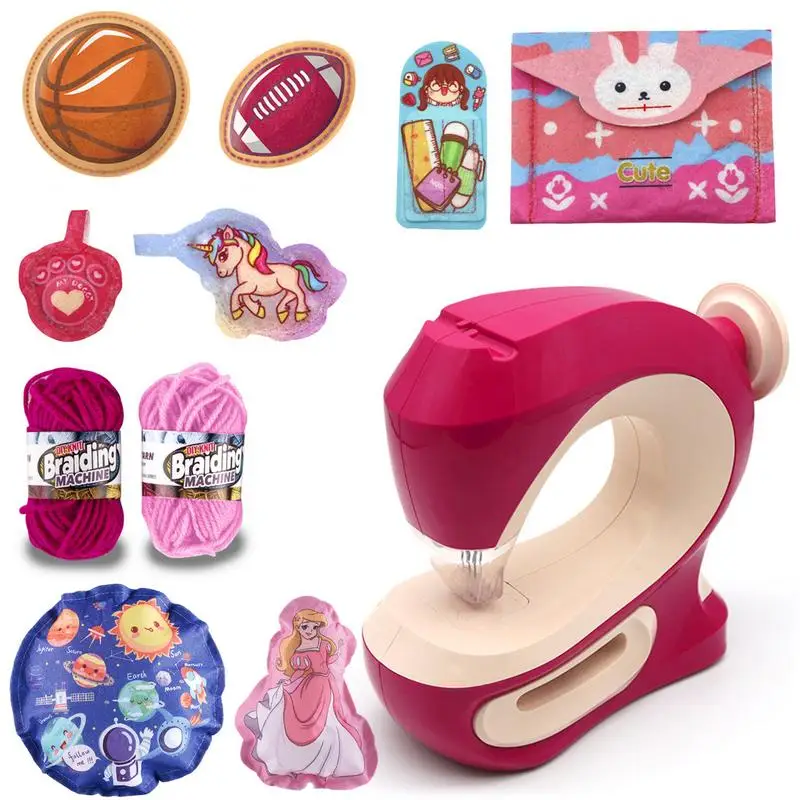 

Kids Mini Sewing Machine Toy Design Clothing Toy Can DIY Knitting Machine Kid Dollhouse Decor Miniature Furniture Toys For Girls