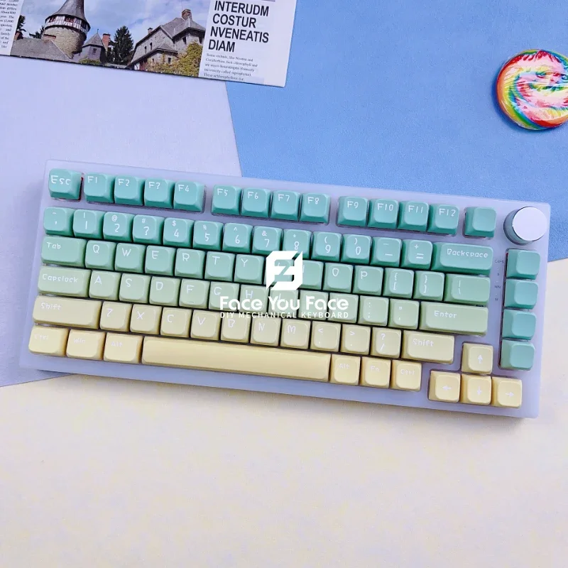 

Green Lemon Gradient English Keycaps 120 Keys MDA Profile Thermal Sublimation Key Cap for Mechanical Keyboard Home Office