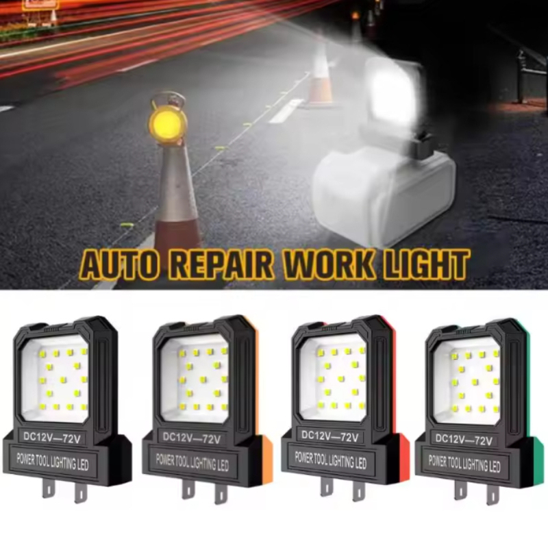 12V-72V Electric Tool Work Light For Makita For Milwaukee For Bosch For Dewalt Lithium Battery Case Auto Repair Work Lamp 550LM
