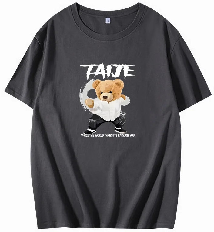 

Футболка Утренние упражнения Мужская футболка Топ с принтом медведя Тай Чи Женская Удобная облегающая футболка из чистого хлопка Инь и Ян