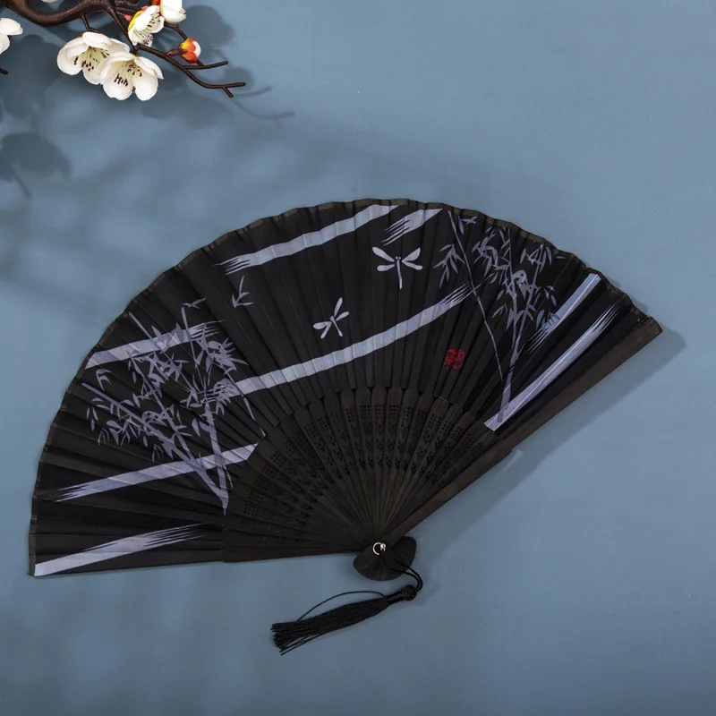 Foldable Silk Hand Fan - Bamboo Halloween Cosplay Prop  Party Decoration