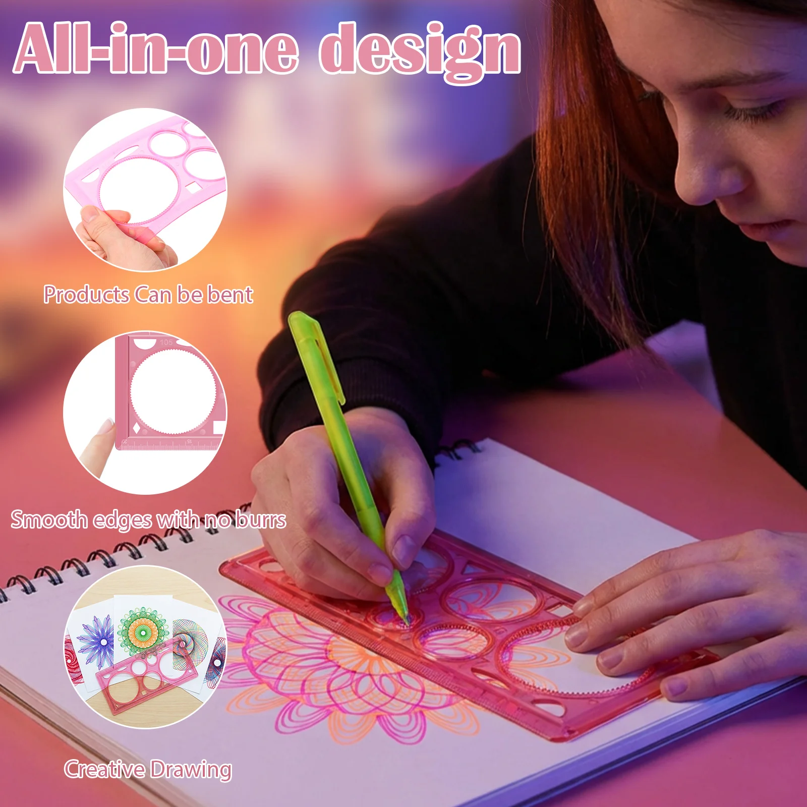Enhanced Product Title: Versatile Geometric Spiral Art & Drawing Ruler Tool