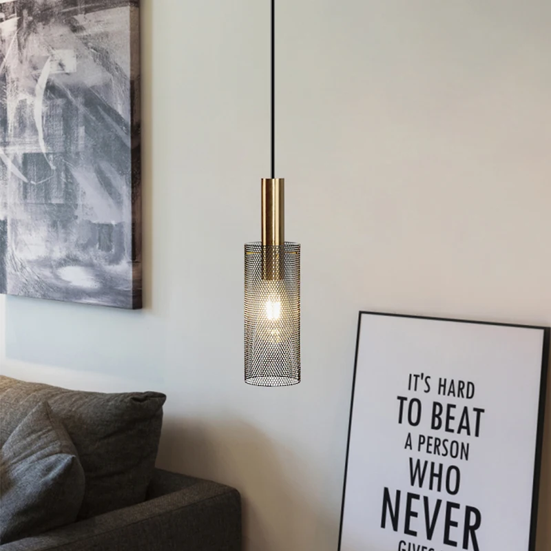 

Nordic Pendant Light Mesh Lampshade Chandeliers Bedside Bedroom Lamp Indoor Decor Restaurant Kitchen Islands Drop Lighting