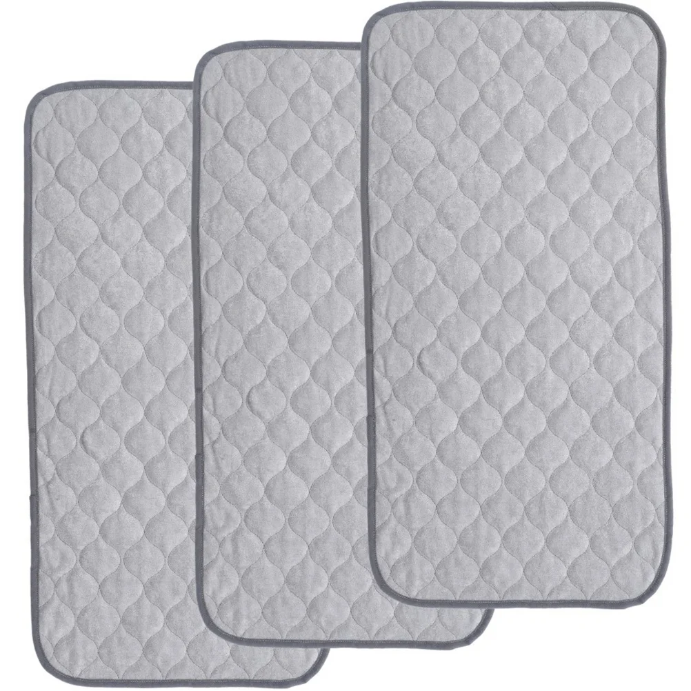 Gray Rectangle Bamboo Cotton Waterproof Diaper Pad Reusable Bassinet Mattress Protector Toddler Crib Sheet Bed Pads 3 Pcs