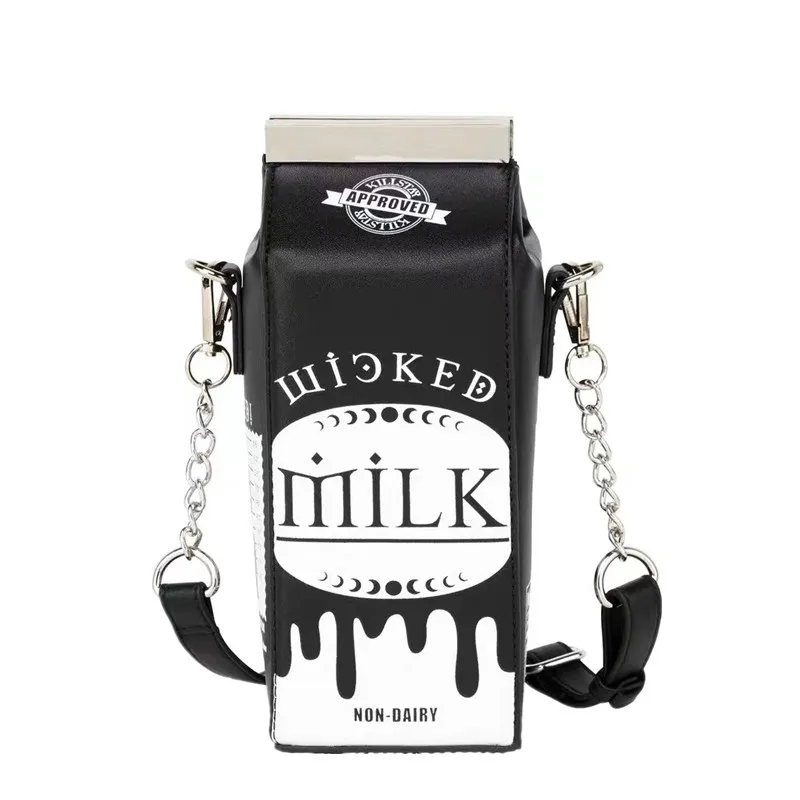 

Dark Harajuku Style Milk Box Purses and Handbags for Women Cartoon Fashion Chain Shoulder Bag Female Crossbody Bag Punk Clutch