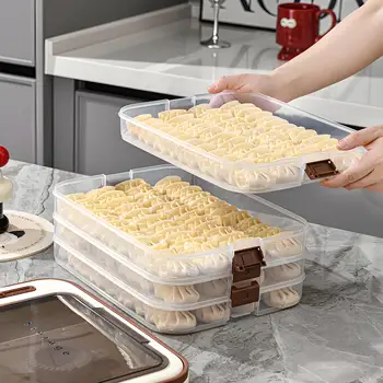 Large Capacity Food Storage Box – Multi-Layer Dumpling Organizer for Kitchen, Fridge, and Countertop, Durable & Space-Saving