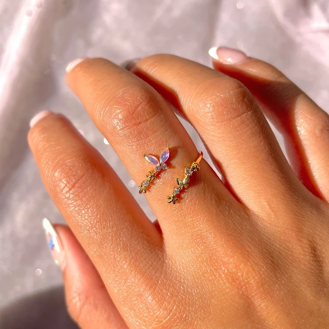 Cute Butterfly Design Pearl Ring - Alapatt Diamonds