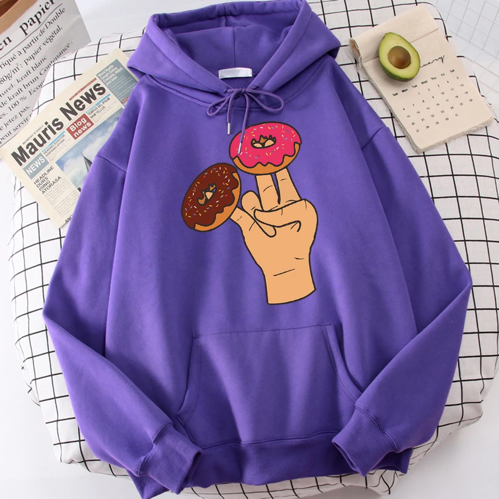 

Two Donuts Are Needed Every Day Printed Hoodies Mens Funny Loose Sweatshirt Novelty Hat Rope Tops Harajuku S-Xxl Hoodie For Men