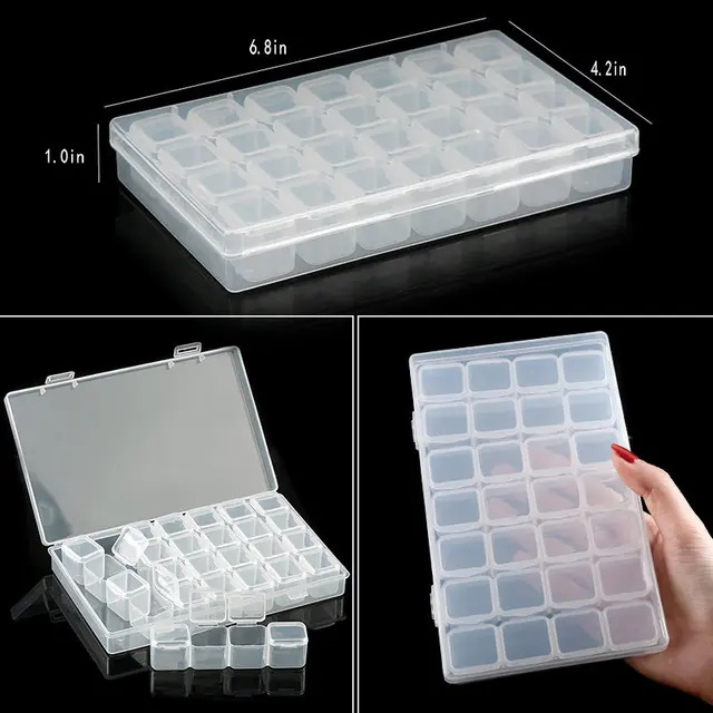 85444-d65a47.jpg Boîte à bijoux de rangement en plastique Transparent, compartiment réglable, conteneur pour perles, boucles d'oreilles, boîte rectangulaire à bijoux