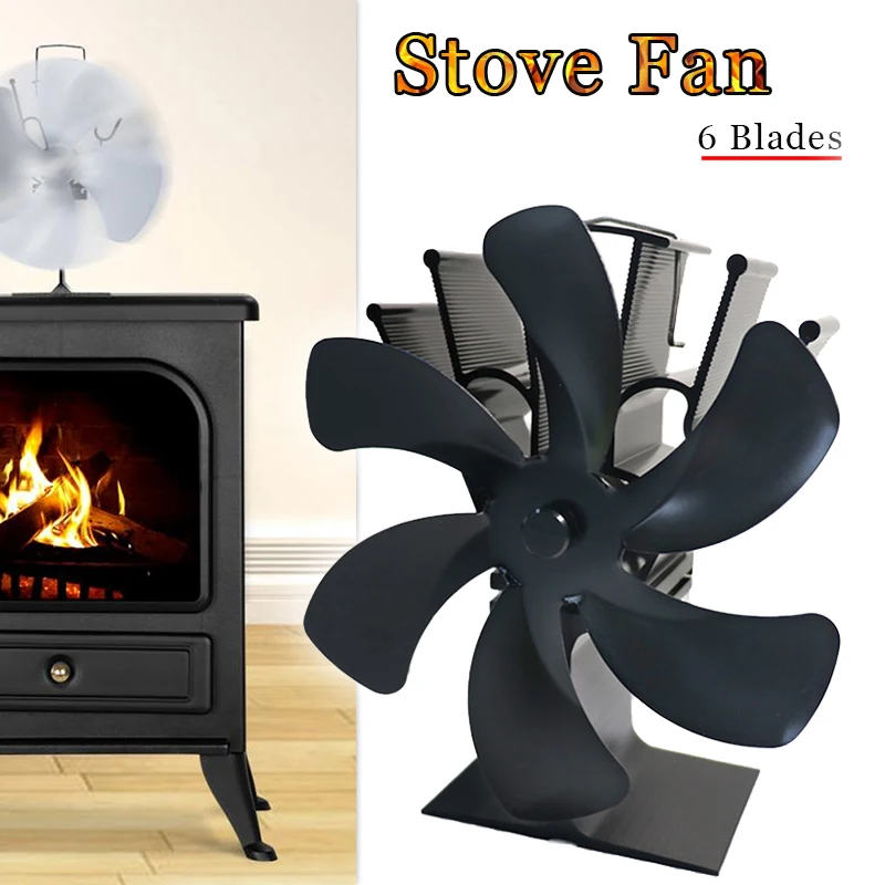 6 Blades Stove Fan Heat Powered Fireplace Fan komin Log Wood Burner Fire  Wood Heater Eco Quiet Home Efficient Heat Distribution - AliExpress