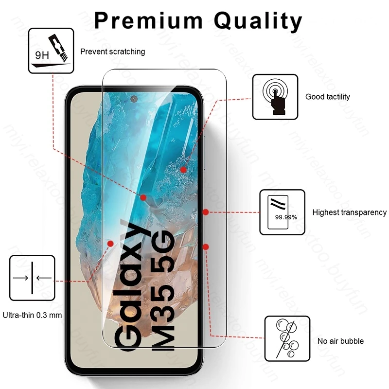 Screen Protector SamsungM35 Case 2PCS Protect Glass Screen Protector for Samsung M35 5G A 25 M 15 35 55 M15 M55 A15 A25 A35 A55