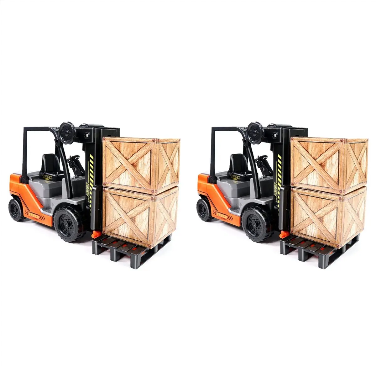 탑 2X 1:22 스케일 관성 지게차 마찰식 포크리프트 팔레트 화물 창고 트럭 차량 모델 장난감 지게차 (어린이용)