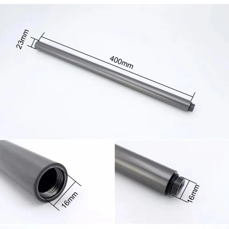 Gun Grey Round Shower Extension Rod Shower Stainless Steel Bracket Extra Heightened Extension Tube Bathroom Accessories 40cm