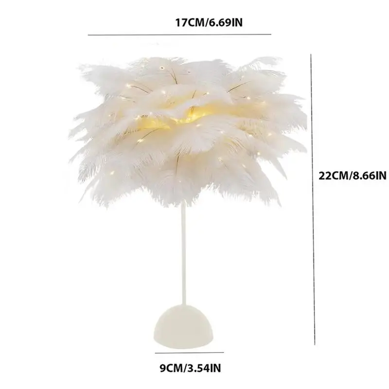 Feather LED Light Bedside Desk Lamp Elegant LED Night Light Feather Bedroom Bedside Lamp Atmosphere Night