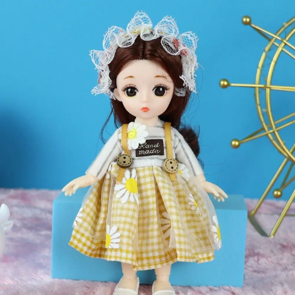 Attractive Eyes 17cm Bjd with Clothes Long Hair Elegant Princess Dress Up BJD Dolls with Wig Make Up Anime