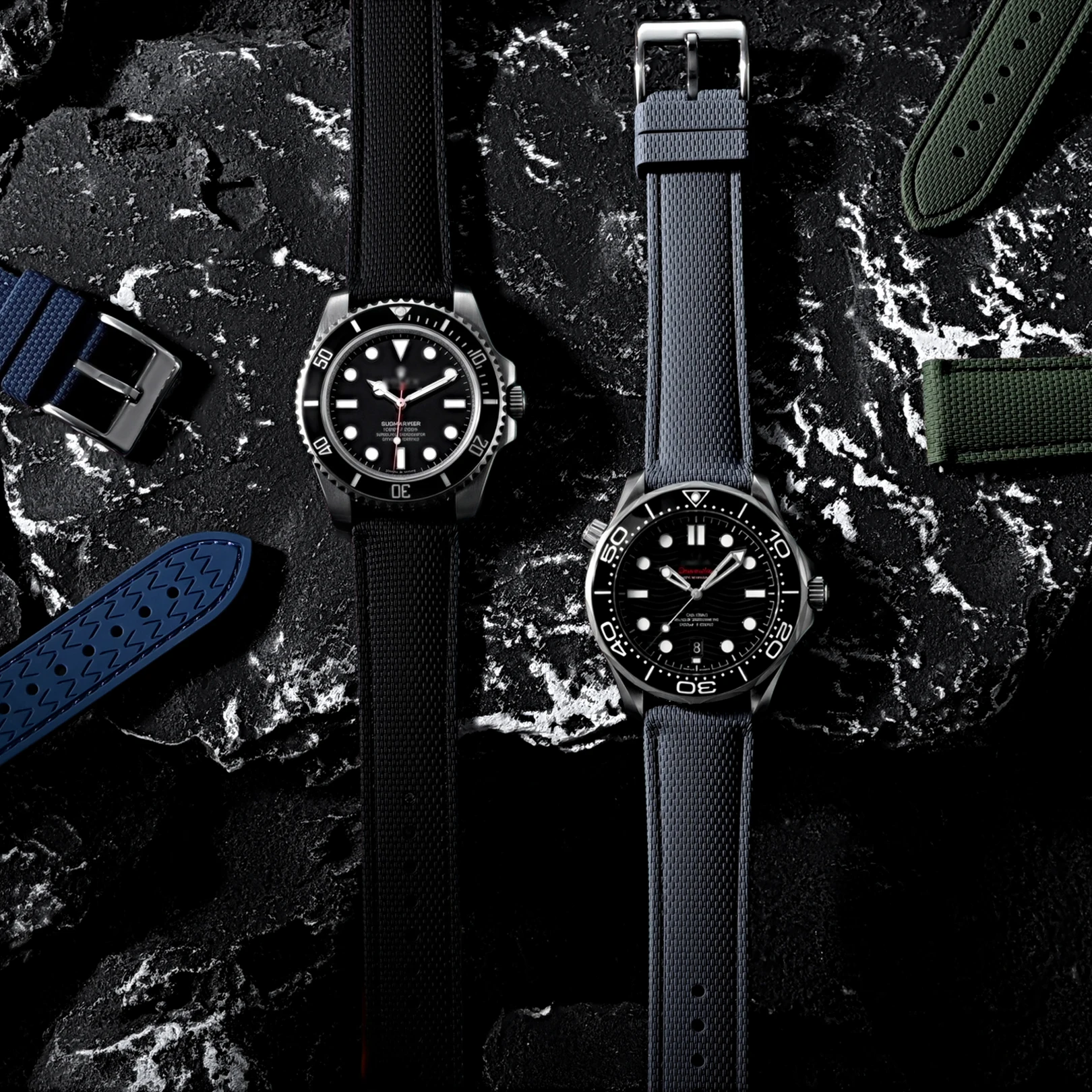Versatile Quick Release FKM Fluoro Rubber Diving Watch Strap