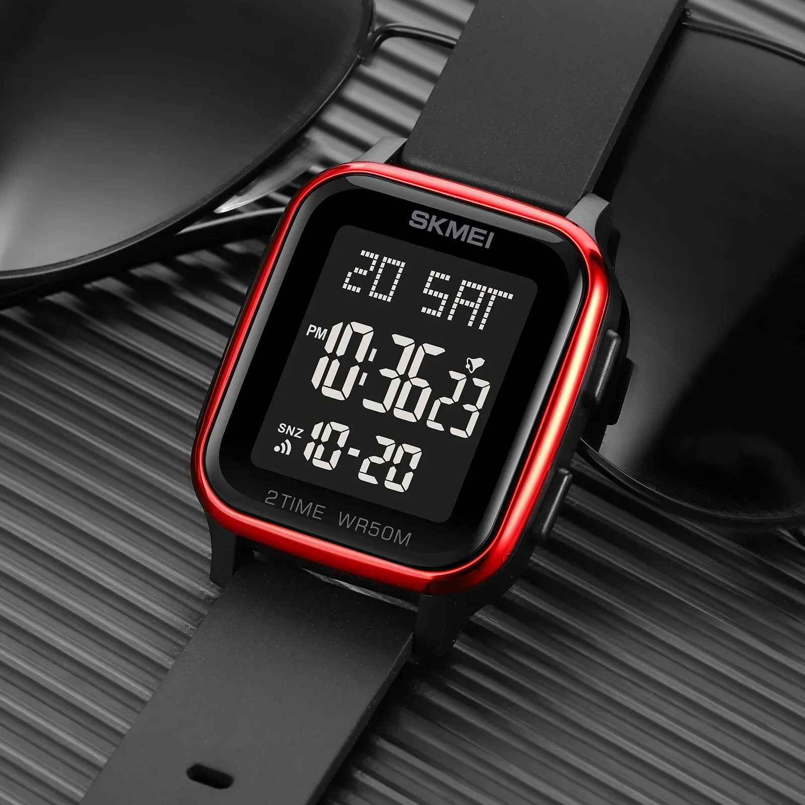 SKMEI 1858 Mens 5Bar Waterproof Calendar Countdown Electronic Wristwatches Clock reloj hombre Fashion LED Light Digital Watch 2